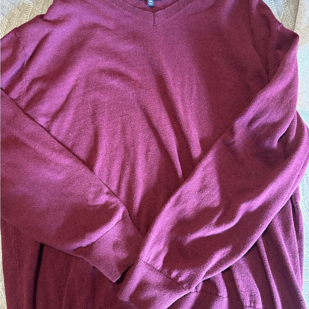 Burgundy V-Neck Sweater